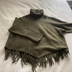 Alexandra Bartlett Lambs Wool Angora Women’s Turtleneck Poncho Sweater Size XL